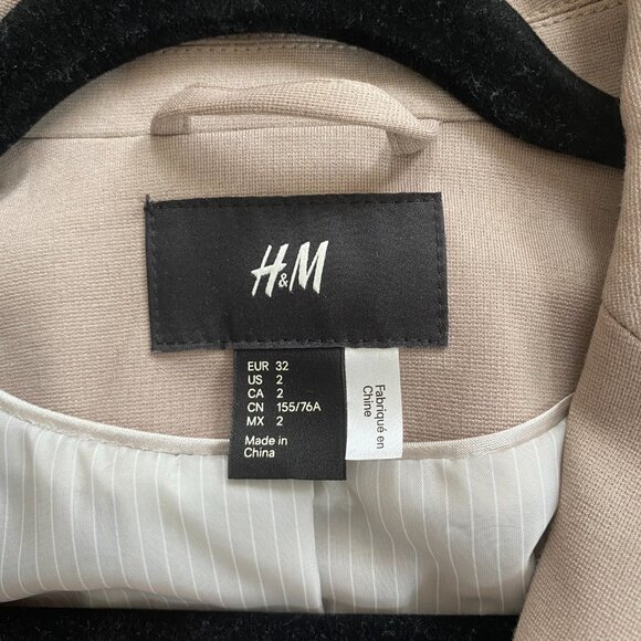 H&M Beige Blazer with Striped Lining Size 2 - Picture 7 of 10